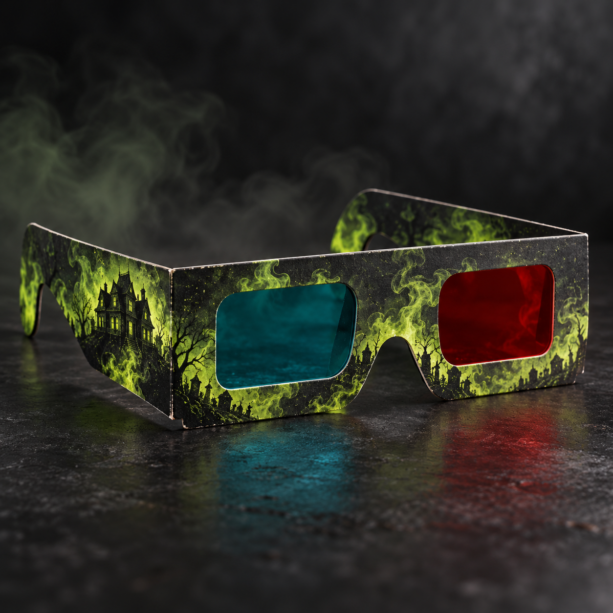 Photorealistic concept of Stoned Inn red and cyan 3-D glasses